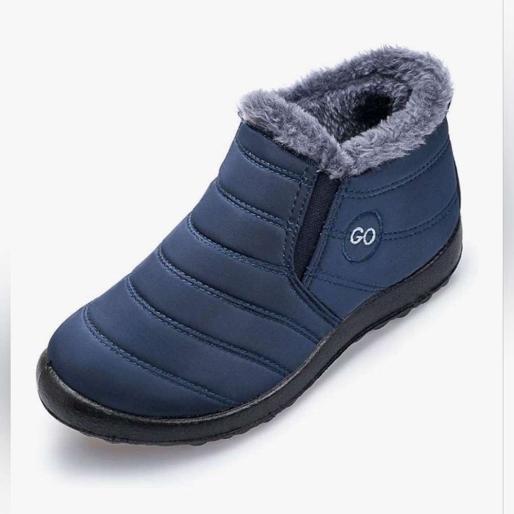 Womens Winter Snow Boots Fur Lined Waterproof Slip On Ankle Boots, Size 5